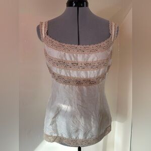 United Colors of Benetton Lace Trim Camisole Top | Cream Beige | Vintage